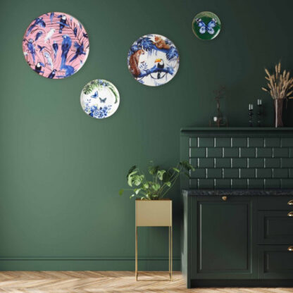 Heinen Delfts Blauw bord vlindertuin - Afbeelding 3