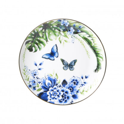Heinen Delfts Blauw bord vlindertuin