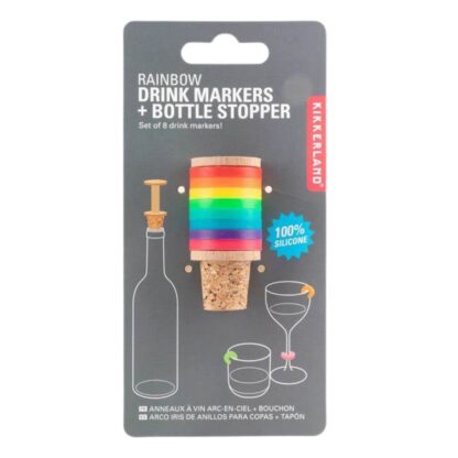 Kikkerland rainbow drink markers + bottle stop