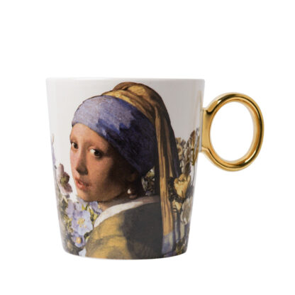 Heinen Delfts Blauw mok meisje met de parel pastel