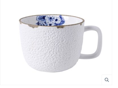 Heinen Delfts Blauw bloesem mok oor