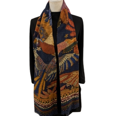 shawl wol 'Papegaaien in de nacht'
