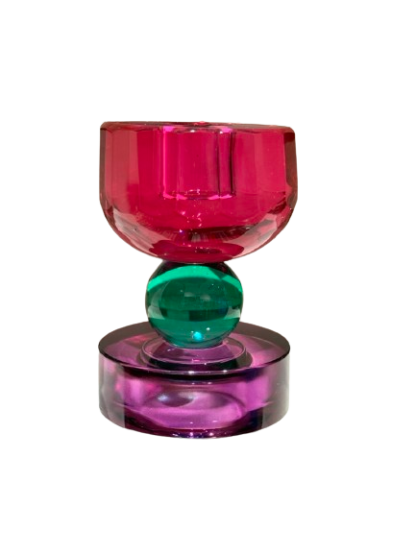 Crystal omkeerkandelaar roze groen paars