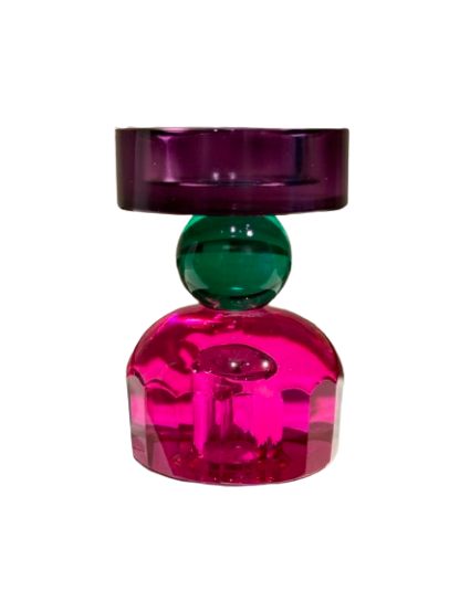 Crystal omkeerkandelaar roze groen paars - Afbeelding 2