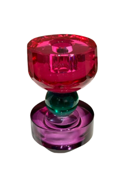 Crystal omkeerkandelaar roze groen paars - Afbeelding 3