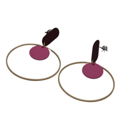 Oorbellen by ellen big bordeaux pink - Afbeelding 2