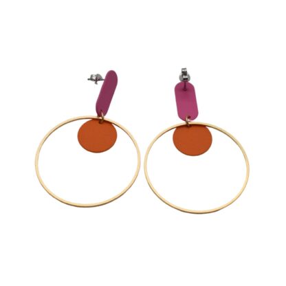 Oorbellen by ellen big pink oranje - Afbeelding 2