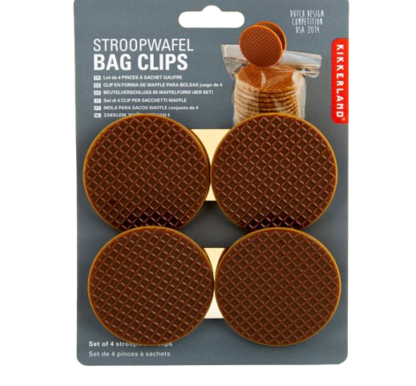 Kikkerland bag clip waffle set van vier