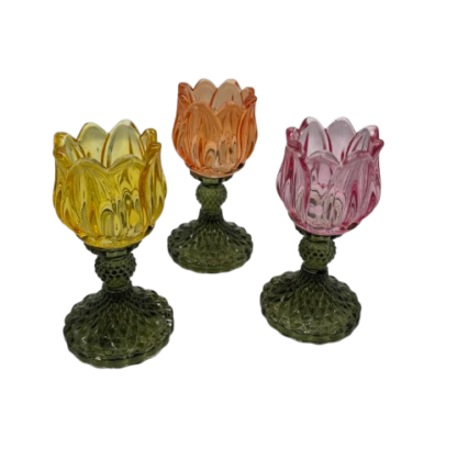 Waxinelichthouder glas tulp geel - Afbeelding 2
