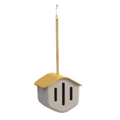 Vlinderhuisje bamboe taupe/geel dak