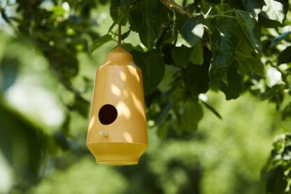 Vogelhuisje bamboe geel - Afbeelding 2