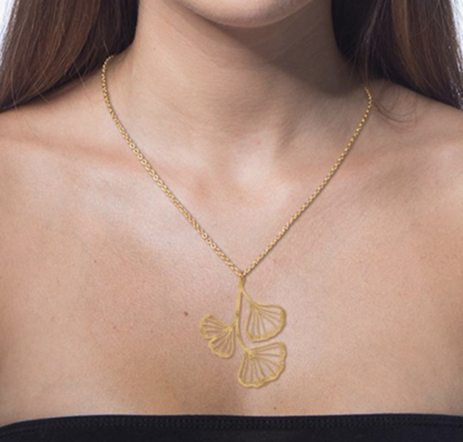 Ras Gingko collier verguld - Afbeelding 2