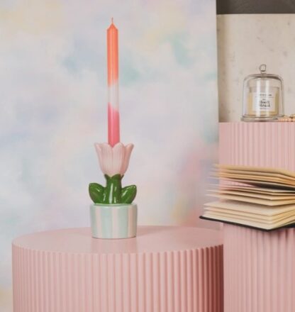 HV kandelaar tulp mint roze