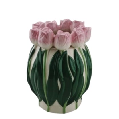HV vaas tulpen groen roze