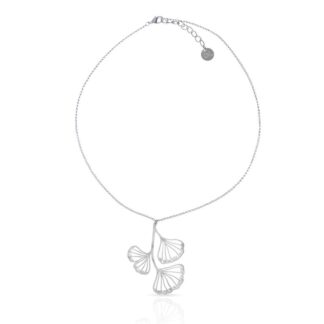Ras Ginkgo collier verzilverd