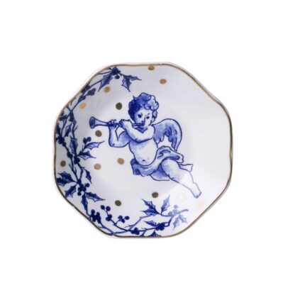 Heinen Delfts Blauw theetipje kerstengel
