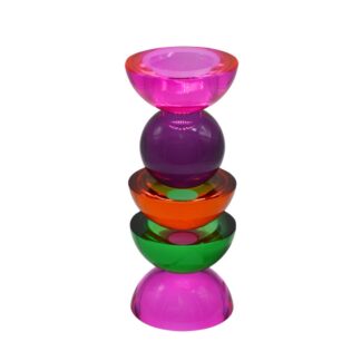 Kandelaar crystal glass paars roze