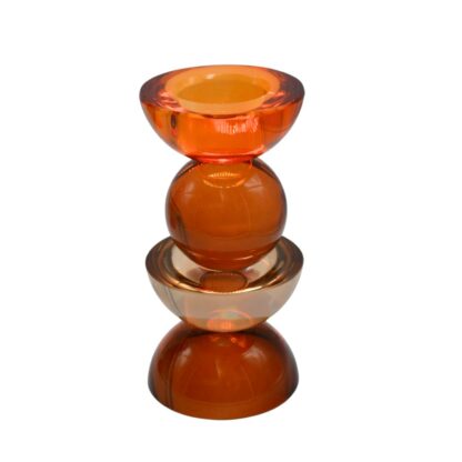Kandelaar crystal glass orange brown - Afbeelding 2