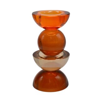Kandelaar crystal glass orange brown