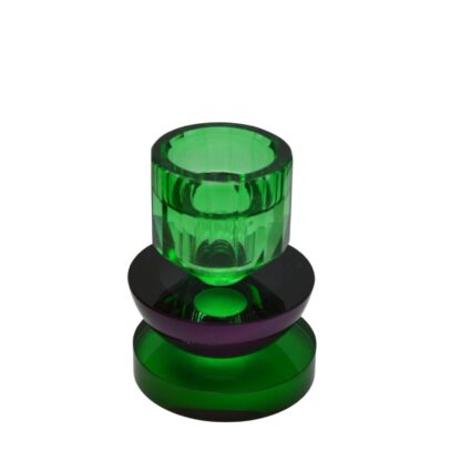 Kandelaar crystal glass groen paars - Afbeelding 2