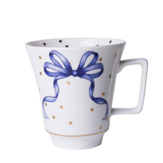 Heinen Delfts Blauw tea mug kerst strik
