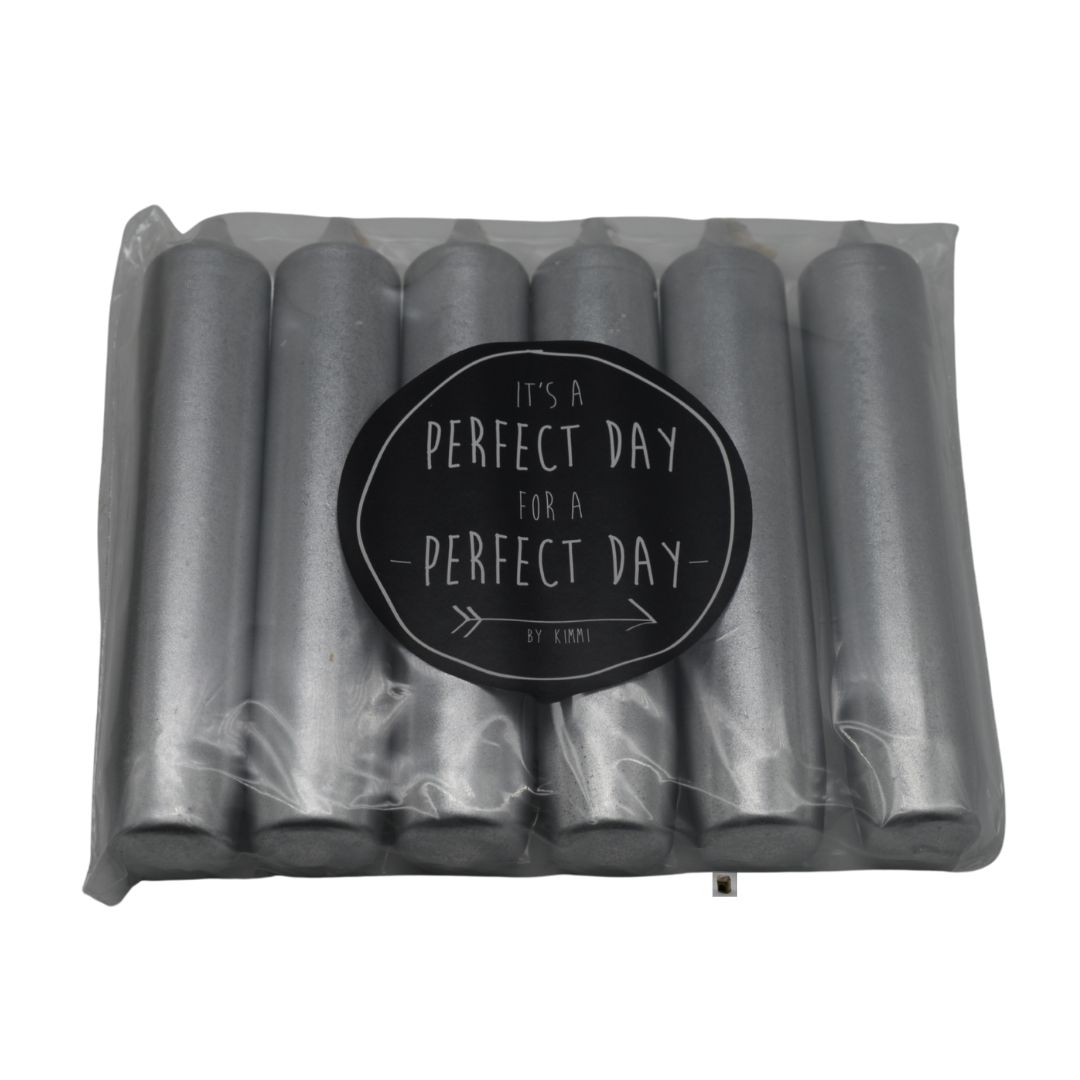 Kaarsjes 6 stuks zilver