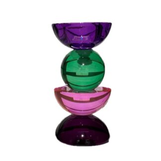 Kandelaar crystal glass fuchsia purple