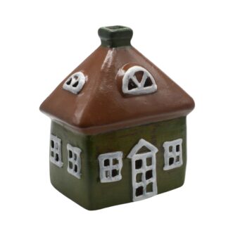 Keramiek huisje windlicht groen