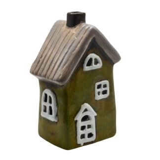 Keramiek huisje windlicht licht groen