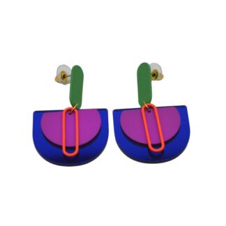 By Ellen oorbellen perspex blauw groen