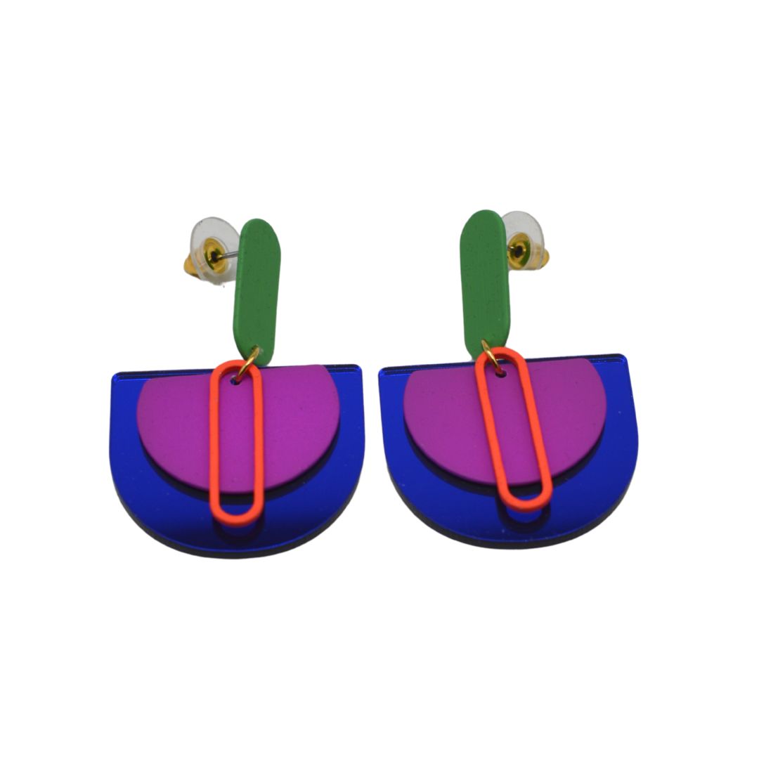 By Ellen oorbellen perspex blauw groen