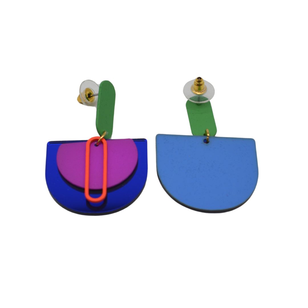 By Ellen oorbellen perspex blauw groen - Afbeelding 2