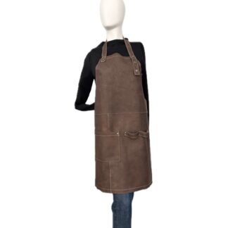 By Zitiz schort leer donkerbruin mat