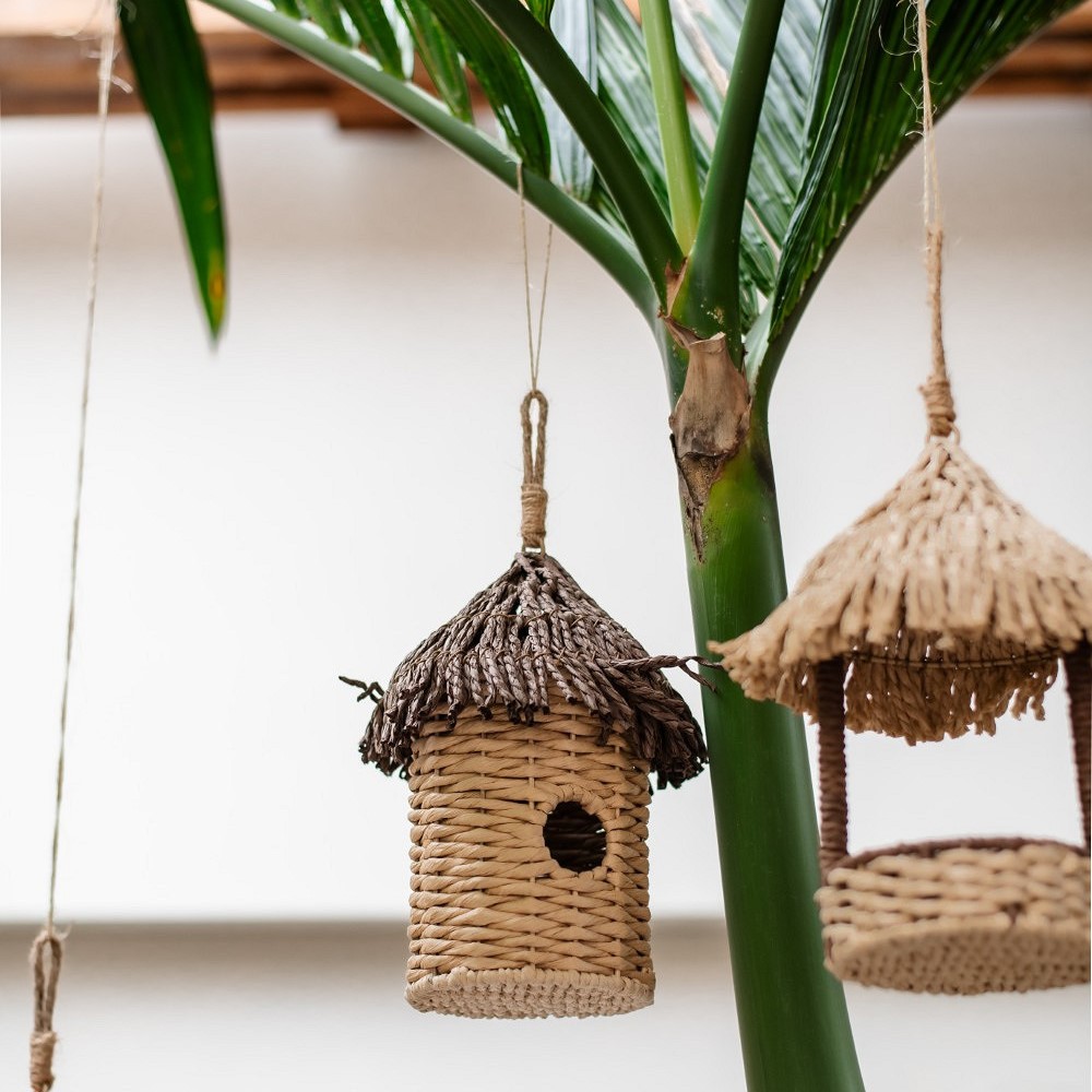 HS Decoratief vogelhuisje raffia - Afbeelding 2