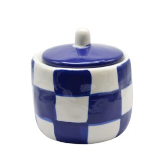 Potje met deksel blauw wit