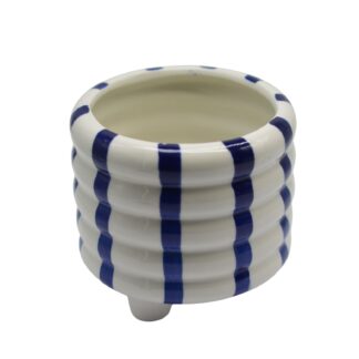 Bloempotje blauw streep