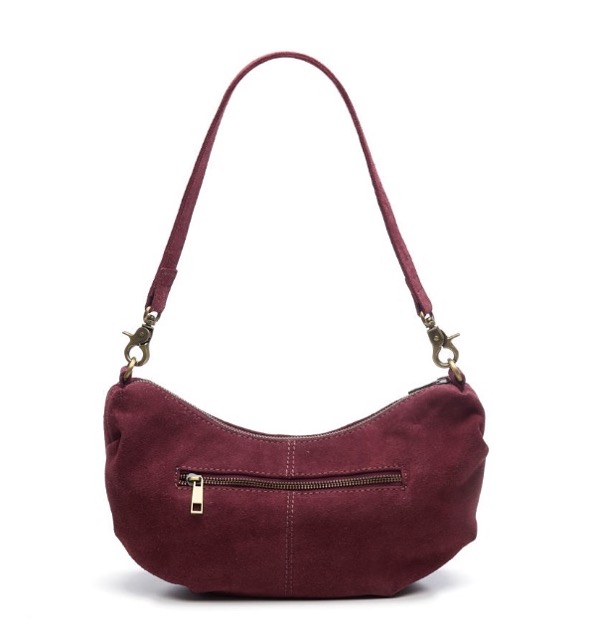 Chabo Suede Bobby Banana bag bordeaux